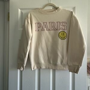Vintage Havana Cream Sweatshirt with Teal and Rainbow Label